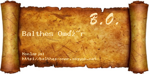 Balthes Omár névjegykártya